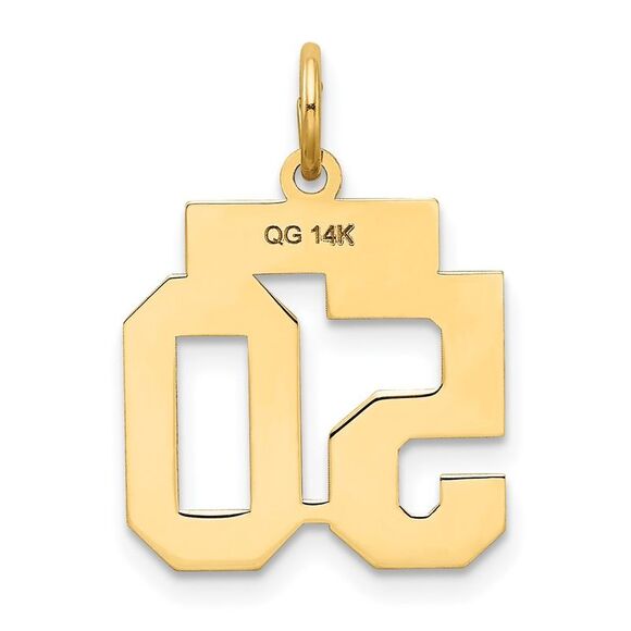 14k Yellow Gold, Jersey Collection, Small Number 50 Pendant